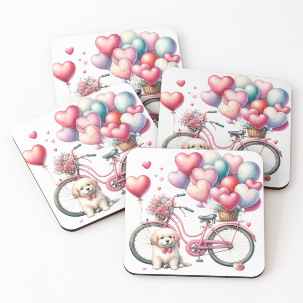 Item preview, Bicycle with Balloons and dog designed and sold by KandaShopTH.