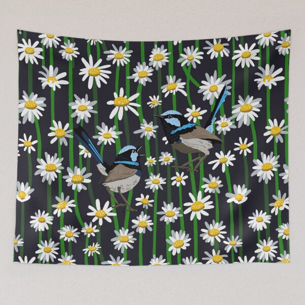 Item preview, Australian superb wren and daisy flower designed and sold by Cyapdesigns.