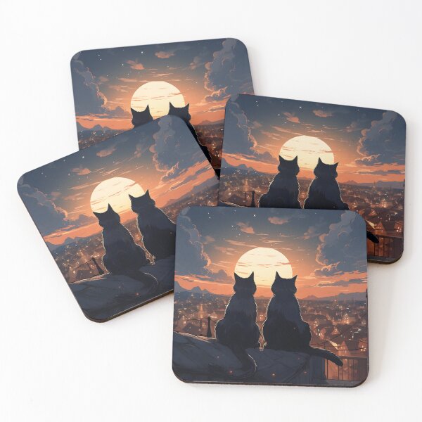 Item preview, Twilight Whispers - Feline Silhouettes designed and sold by inkArtistryfine.