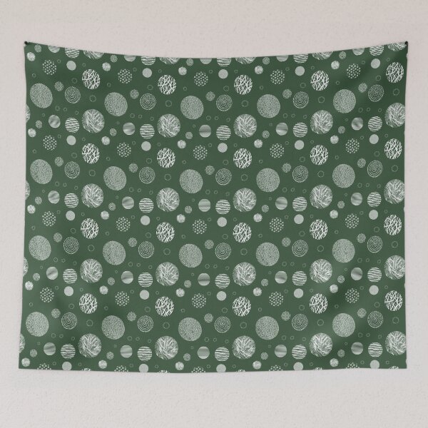 Item preview, Zentangle circles on green background designed and sold by kreativeadern.