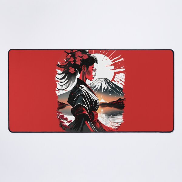 Item preview, Samurai Warrior Woman Mount Fuji Japanese Sunset Silhouette Beautiful Japan Art designed and sold by Que Padre!.