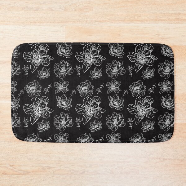 Item preview, White flowers on a black background designed and sold by kreativeadern.