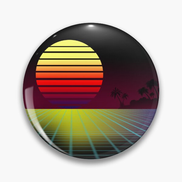 Artikelvorschau, Tropische Landschaft im Retro-Synthwave-Stil der 80er Jahre entworfen und verkauft von ScaryWhale.