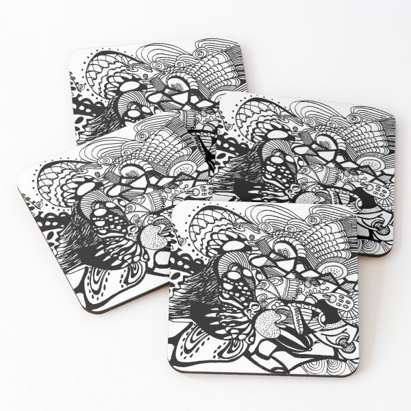 Item preview, 410. Abstract composition. Black&white graphic psychedelic subconscious marker doodles designed and sold by Veera Zukova.