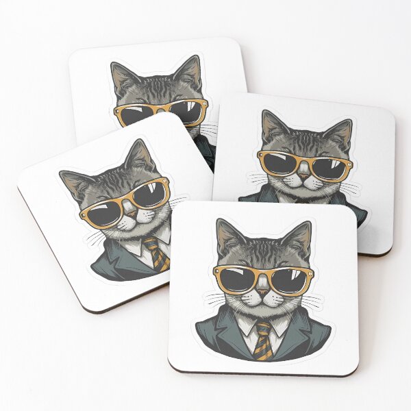 Item preview, A cool cat with black glasses and a suit  designed and sold by Ahmedhazem12.