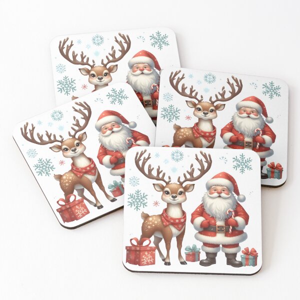 Item preview, Christmas reindeer and santa claus designed and sold by JollyJars.