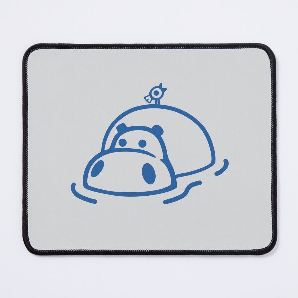 Item preview, A hippopotamus and a small bird chilling in a pond in blue ink designed and sold by martodesign.