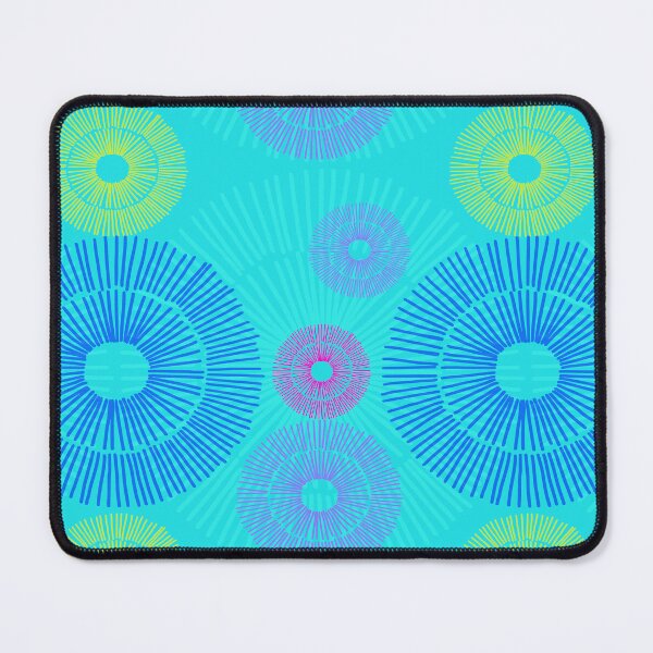 Item preview, Turquoise and Blue Sunburst Circle Stripes designed and sold by LZenDesigns.