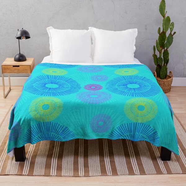 Item preview, Turquoise and Blue Sunburst Circle Stripes designed and sold by LZenDesigns.