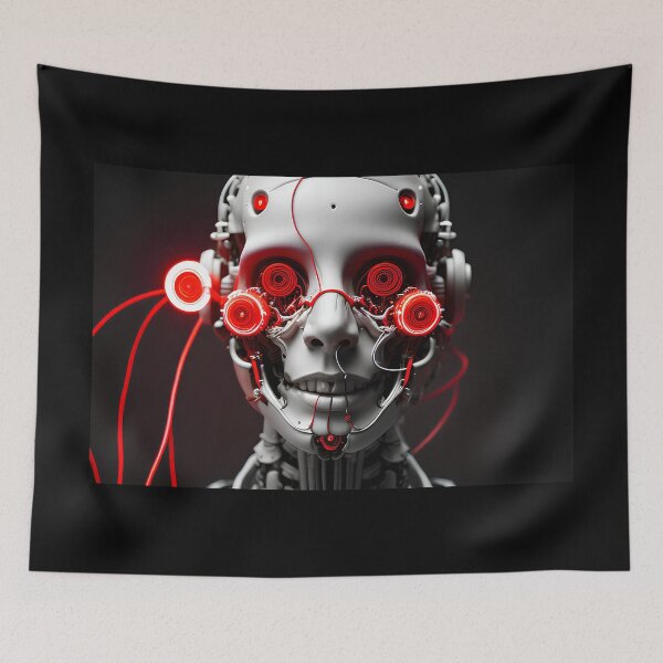 Item preview, Delusional and menacing cyberpunk rogue robot. designed and sold by sweeann.