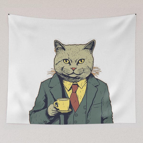 Item preview, Dapper Cat with Coffee designed and sold by PharaohVogue.