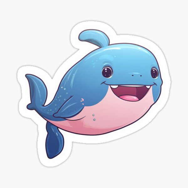 Adorable Smiling Blue Whale Sticker