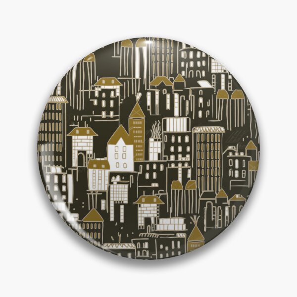 Item preview, Black and Gold Buildings and Houses Pattern. designed and sold by zanydoodles.