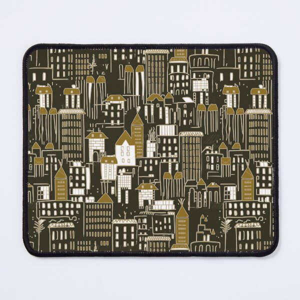 Item preview, Black and Gold Buildings and Houses Pattern. designed and sold by zanydoodles.