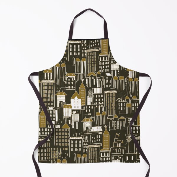 Item preview, Black and Gold Buildings and Houses Pattern. designed and sold by zanydoodles.