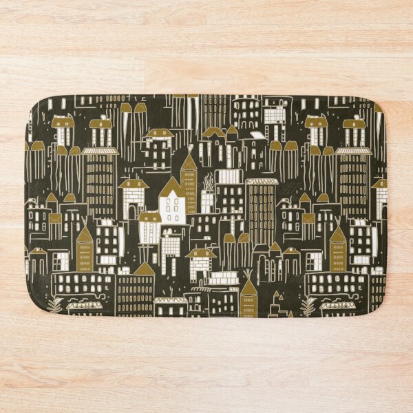 Item preview, Black and Gold Buildings and Houses Pattern. designed and sold by zanydoodles.