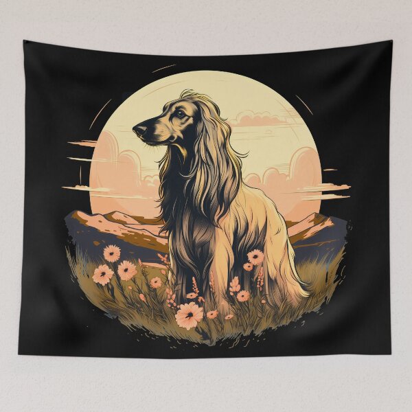 Item preview, Afghan hound gentle giant dog breed in nature illustration designed and sold by NBSStore.