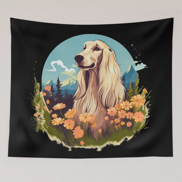 Item preview, Stylish Elegant Afghan hound gentle giant dog breed in nature illustration designed and sold by NBSStore.