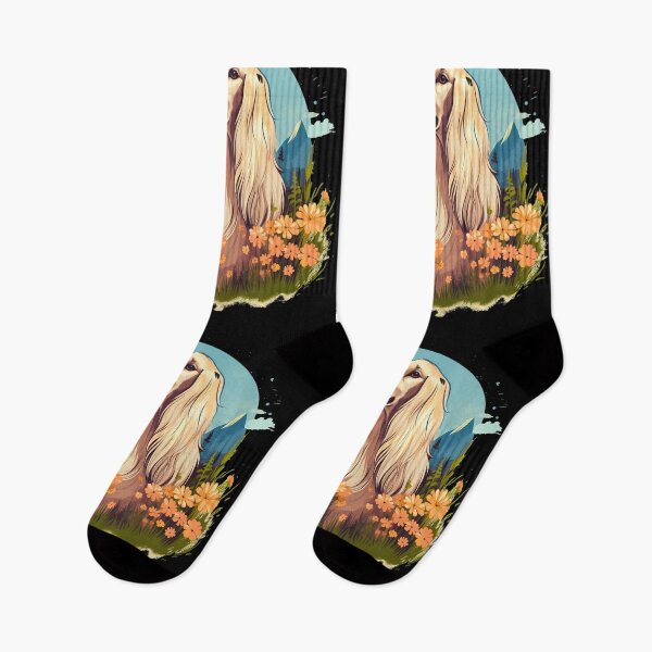 Item preview, Stylish Elegant Afghan hound gentle giant dog breed in nature illustration designed and sold by NBSStore.