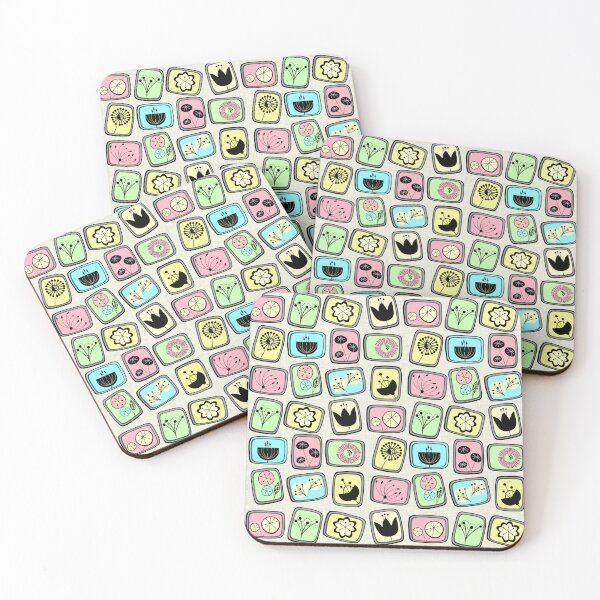 Item preview, Retro pattern No.45b-  Mid Century Flowers candy colours designed and sold by TalkingHerds.