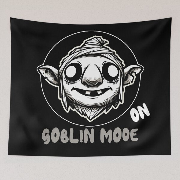 Item preview, Goblin Goblincore 'Goblin Mode On', Black and White designed and sold by shypixels.