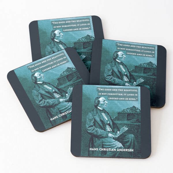 Item preview, Hans Christian Andersen portrait and quote: “The good and the beautiful is not forgotten; it lives in legend and in song." designed and sold by artbleed.