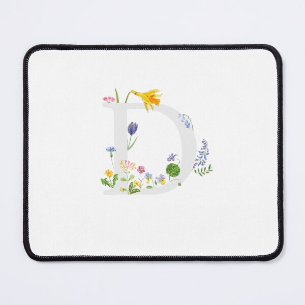 Item preview, botanical monogram alphabet d wildflowers hand painted designed and sold by ColorandColor.