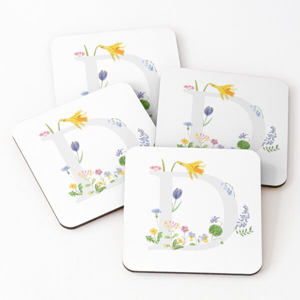 Artikelvorschau, botanisches Monogramm, Alphabet D, Wildblumen, handgemalt entworfen und verkauft von ColorandColor.