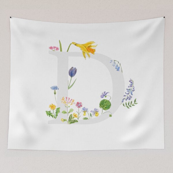 Artikelvorschau, botanisches Monogramm, Alphabet D, Wildblumen, handgemalt entworfen und verkauft von ColorandColor.