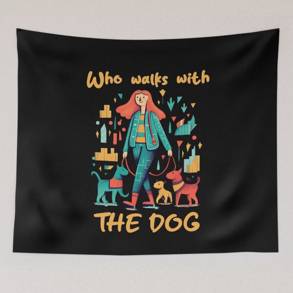 Item preview, Who walks with The Dog - Cute colorful painting of the walk designed and sold by WallGemsArt.