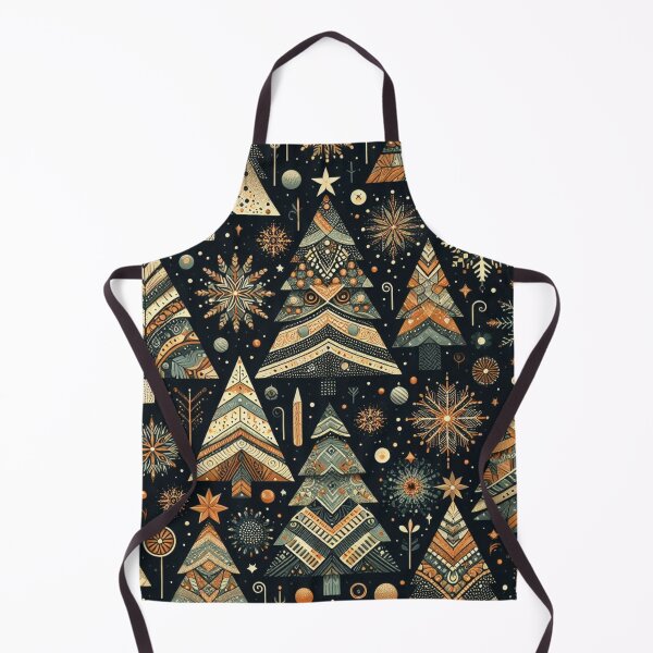 Item preview, Mid Century Modern Geometric Christmas Tree Turquois Earthy Browns Rust Red pattern Nordic Scandinavian  designed and sold by CoffeeIsATrip.