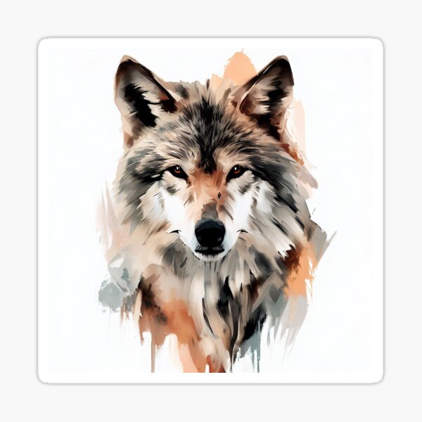 Ethereal Wilderness - Abstract Wolf Portrait - www.fineaiart.art Sticker