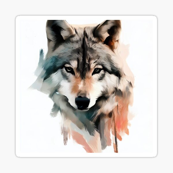 Ethereal Wilderness - Abstract Wolf Portrait - www.fineaiart.art Sticker