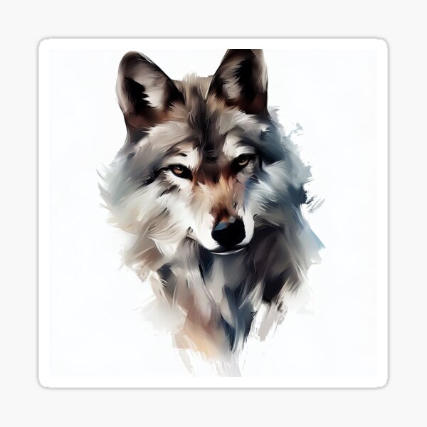 Ethereal Wilderness - Abstract Wolf Portrait - www.fineaiart.art Sticker
