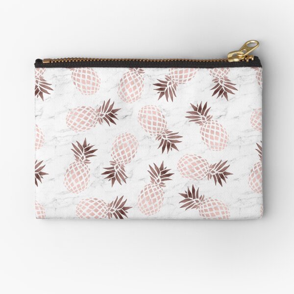 Elegant white marble rose gold pineapple Zipper Pouch