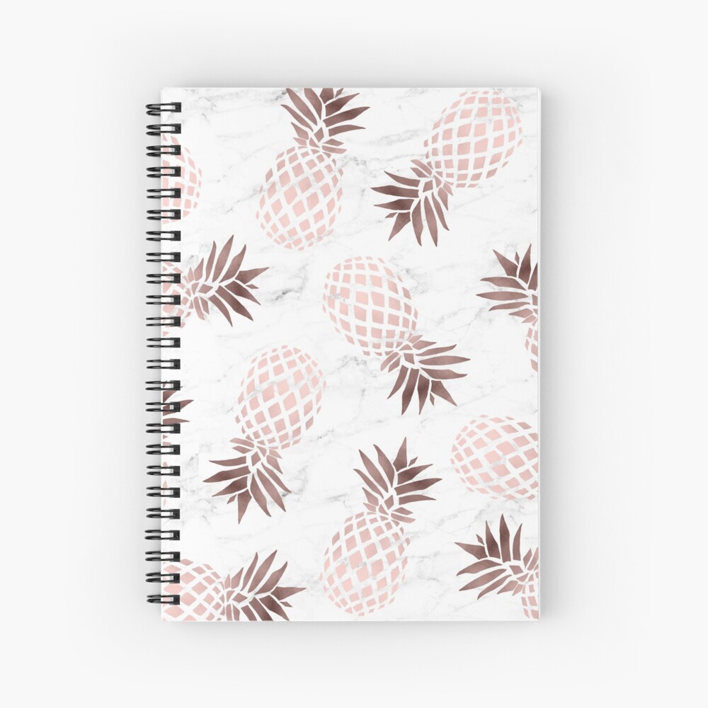 Elegant white marble rose gold pineapple Spiral Notebook