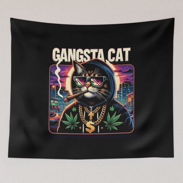 Item preview, Gangsta Cat - funny hip hop album cover designed and sold by FunnyStoopid.