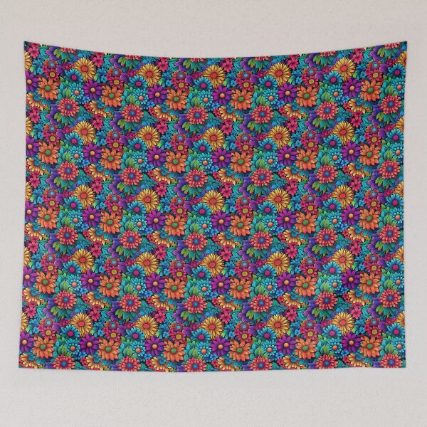 Aperçu de l'œuvre Motif fleurs colorées - Flower power - motifs psychédéliques créée et vendue par mliotard.