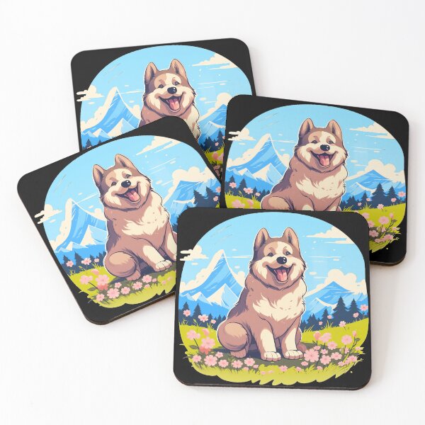 Item preview, Cute alaskan malamute dog breed puppy in the mountains illustration designed and sold by NBSStore.