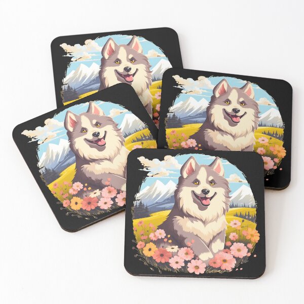 Item preview, Cute alaskan malamute dog breed puppy in the mountains illustration designed and sold by NBSStore.