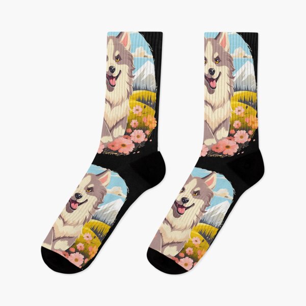 Item preview, Cute alaskan malamute dog breed puppy in the mountains illustration designed and sold by NBSStore.