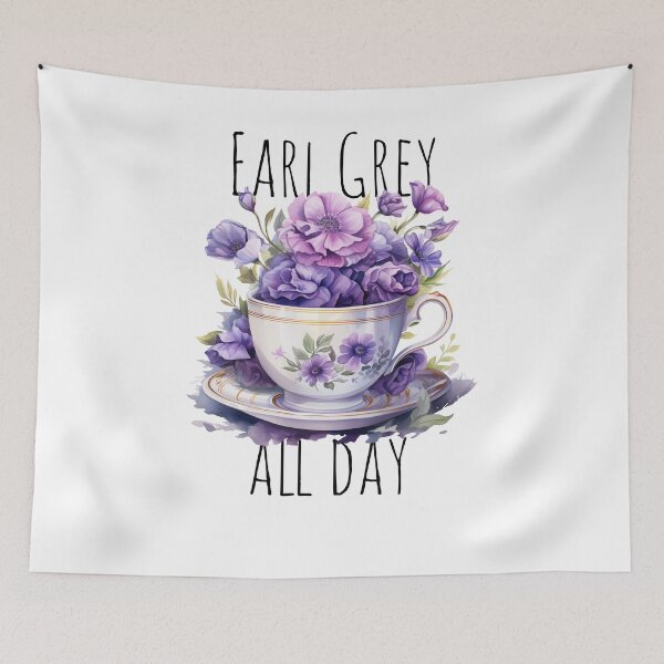 Item preview,  Earl Grey Tea all day Aesthetic purple Watercolor Drawing Flowers designed and sold by Samanthi007.