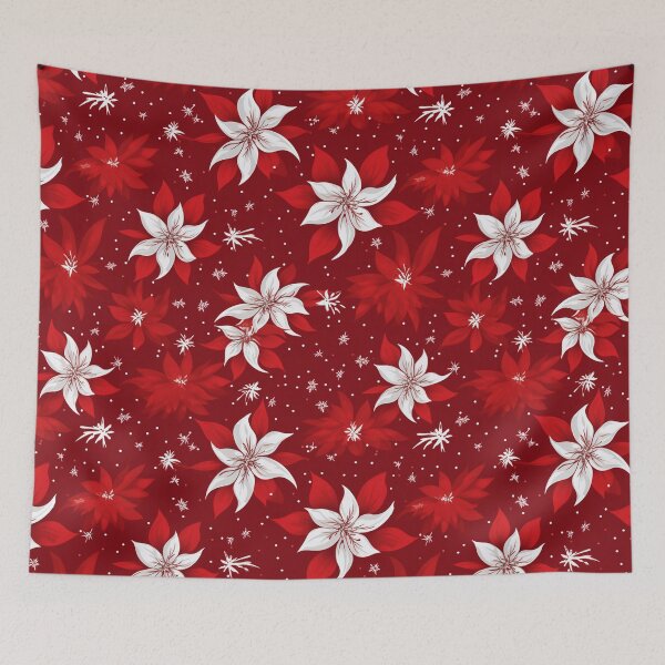 Item preview, Flowers on red pattern designed and sold by mliotard.