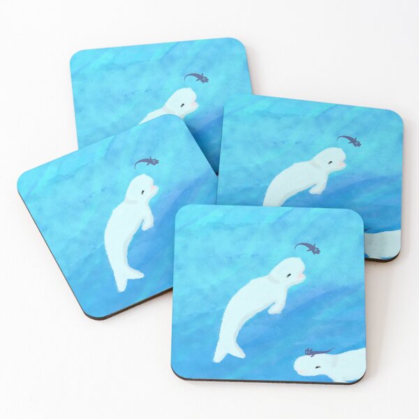 Item preview, Playful Beluga Whales designed and sold by RyokoshiCanvas.