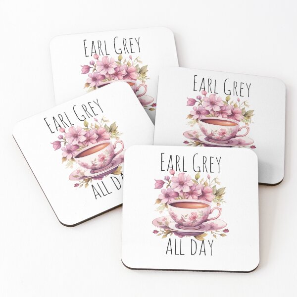 Item preview, Earl Grey Tea all day Aesthetic pink Watercolor Drawing Flowers designed and sold by Samanthi007.