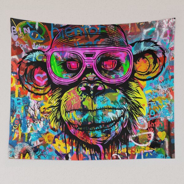 Item preview, Cyberpunk Pop: Futuristic Monkey Graffiti Explosion designed and sold by blackink-design.
