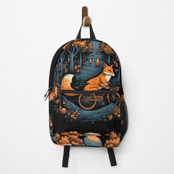 Item preview, Funny orange fox driving a bike in forest nature Illustration designed and sold by NBSStore.