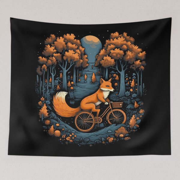 Item preview, Funny orange fox driving a bike in forest nature Illustration  designed and sold by NBSStore.