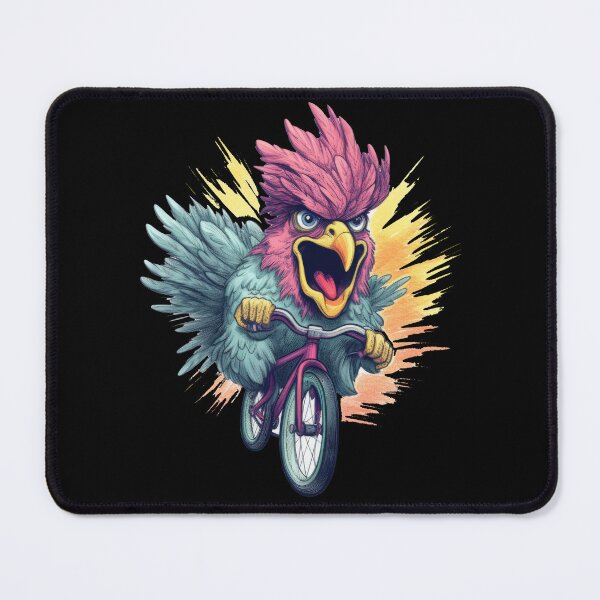 Item preview, Mountain biker colorful chicken has fun designed and sold by WallGemsArt.