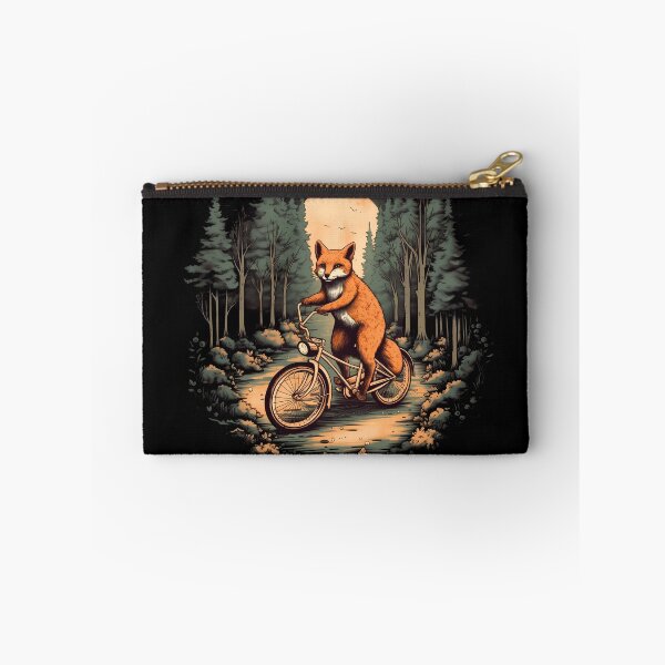 Item preview, Funny orange fox driving a bike in forest nature Illustration  designed and sold by NBSStore.